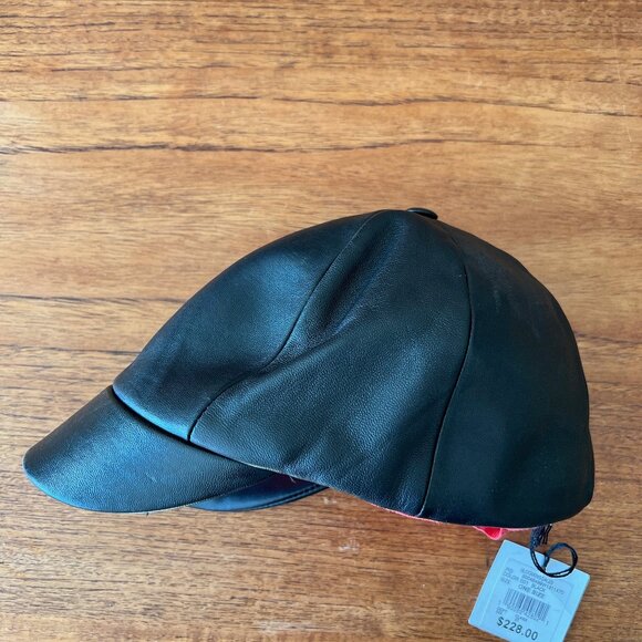 Leather Cap MARZI FIRENZE Made In Italy Mod NWT NEW - Picture 2 of 13